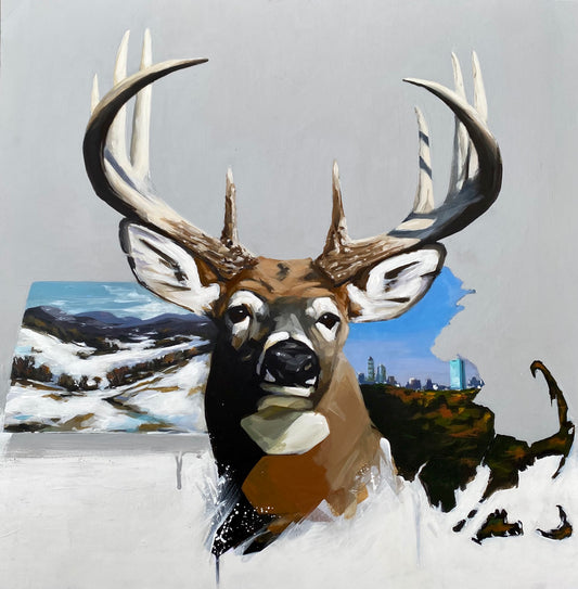 Whitetail Buck Portrait- “Massachusetts edition” Print